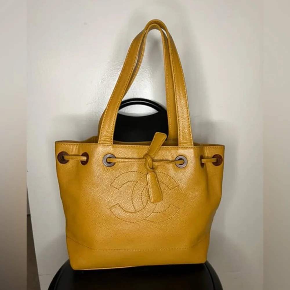Chanel Yellow Caviar Leather Drawstring Tote – Authenticated & Preloved